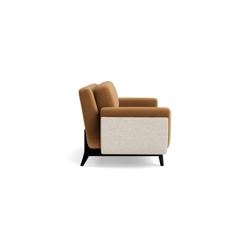 Regatta 90 Sofa, Performance Velvet-Hazelnut/Textured Weave-Toffee, Black