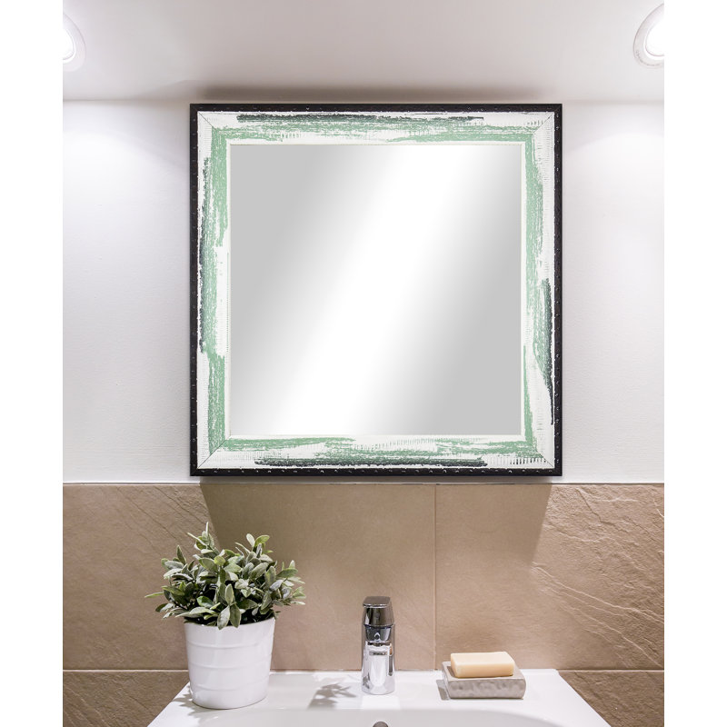 Miroir décoratif moderne et contemporain Eilany, H 29,5 po x l 29,5 po, Écume de mer