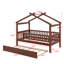 Twin wooden house bed with trundle-922912830