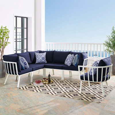 Ensemble de patio extérieur en aluminium 6 pièces Riverside par Modway