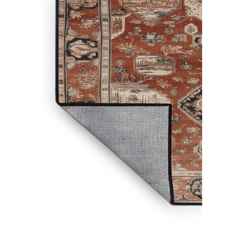Tapis brun lavable à la machine, Carré 7 pi