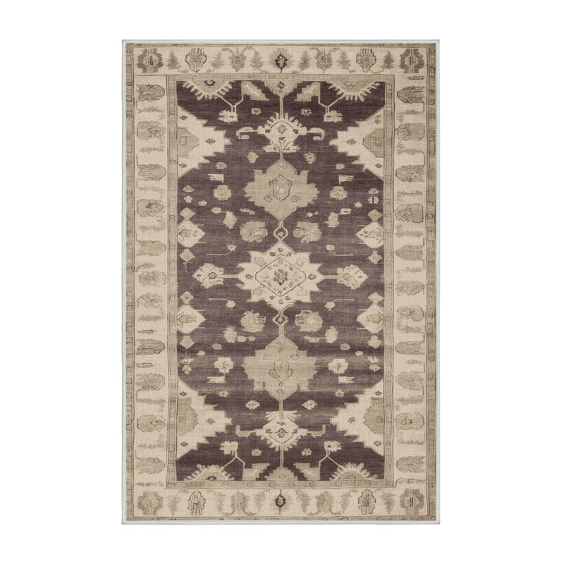 Tapis beige surteint lavable à la machine, Rectangle 8 pi x 10 pi