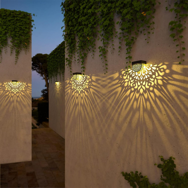Mandala Solar Fence Lights Outdoor Solar Step Wall Lights Garden Decor(pack of 6), Black
