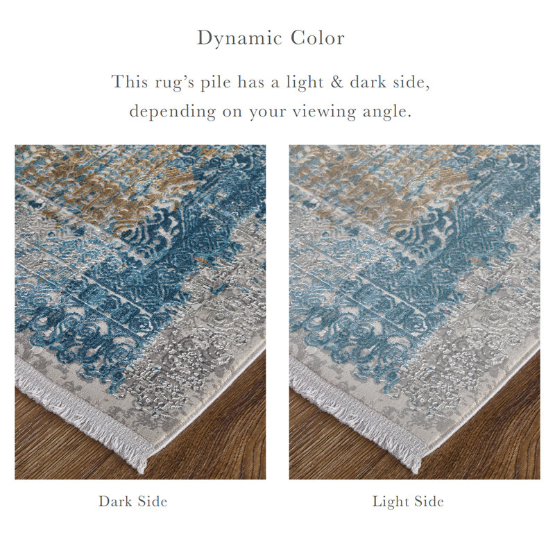 Tapis bleu / gris Whitten, Rectangle 2 pi 2 po x 3 pi 2 po