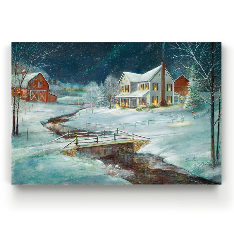 « winter serenity » par ruane, reproduction de peinture sur toile tendue, H 32 po x l 24 po x P 1 po