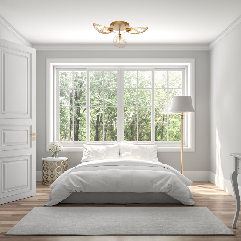 Pria 24"W Gold Leaf Shade Ceiling Light