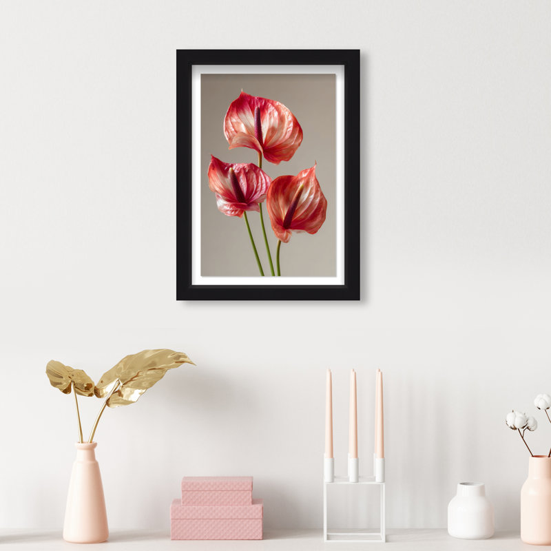 Crimson Silk Veins II Framed Graphic Art, 31.5"H x 21.5"W, Black Shadowbox