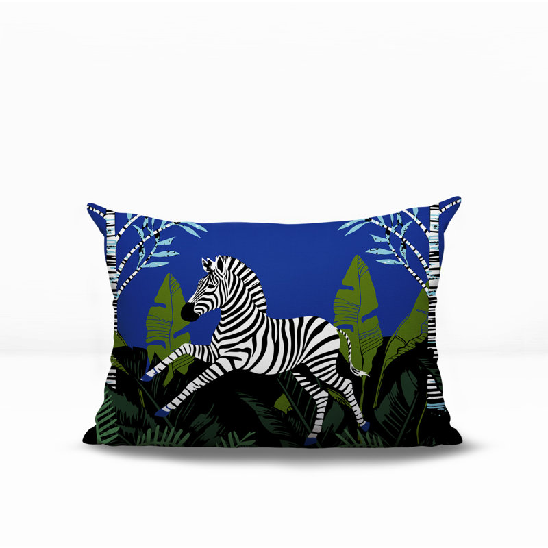 Asty Reversible Indoor/Outdoor Rectangle Pillow, Navy Blue, Rectanglar 18"H x 25"W