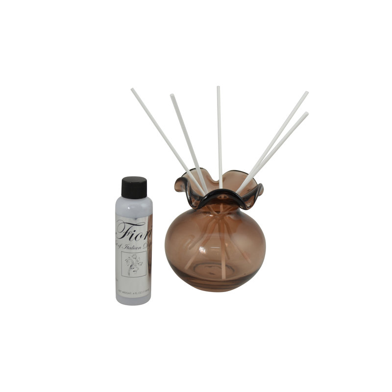5" Daisy Glass Vase Aroma Diffuser, Brown