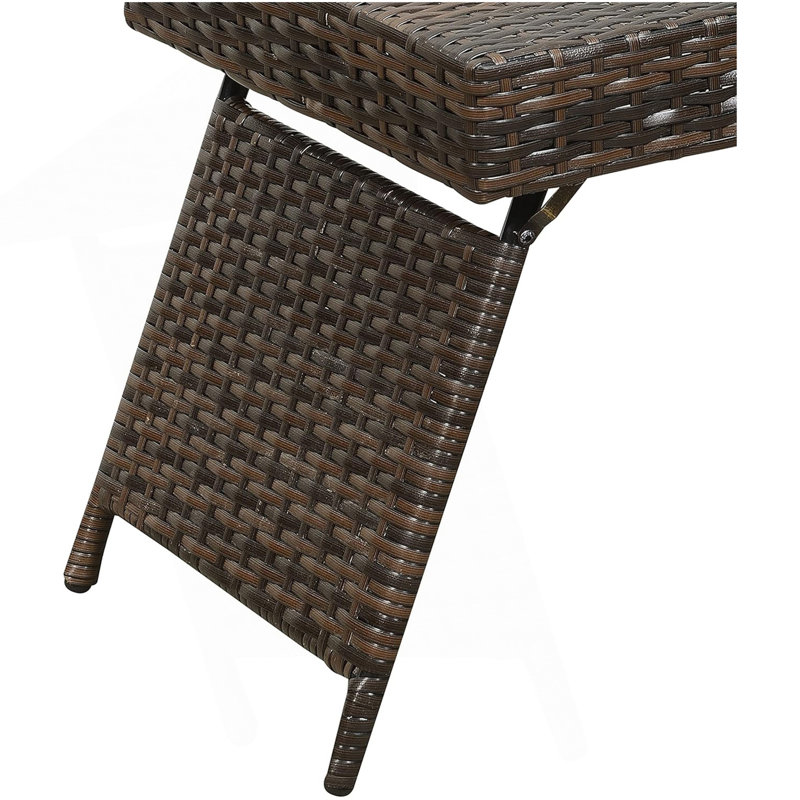 Portable Folding Wicker Table, Brown