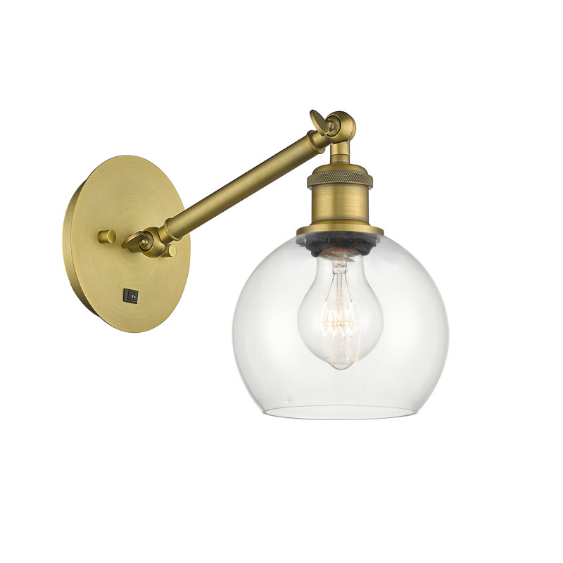Shauna Armed Sconce, LED, Clear, Brushed Brass