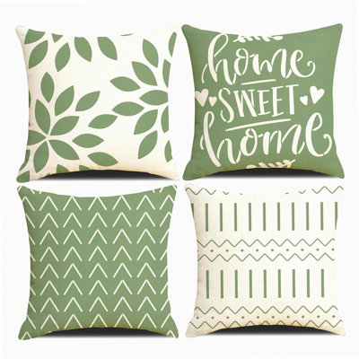 Boho Farmhouse Linen Pillowcase Set - Square Cushion Covers (Pack of 4) - Neutral Decorative Throw Pillow Covers