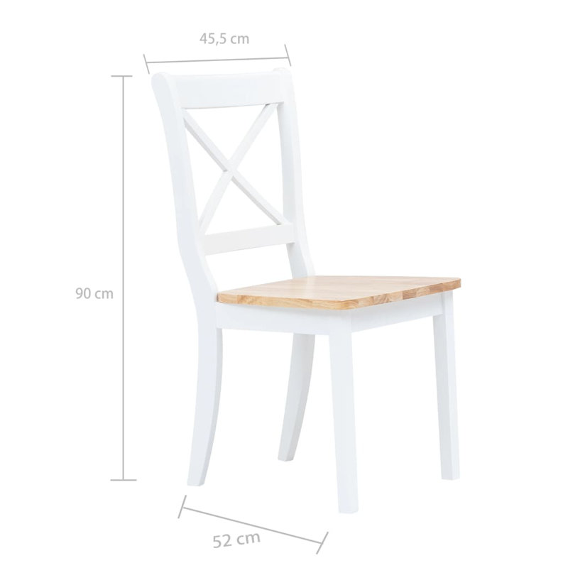 17.7'' H Solid Wood Side Chair, Light Wood/White