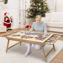 Becko Wooden Puzzle Board with Easel Adjustable Puzzle Board