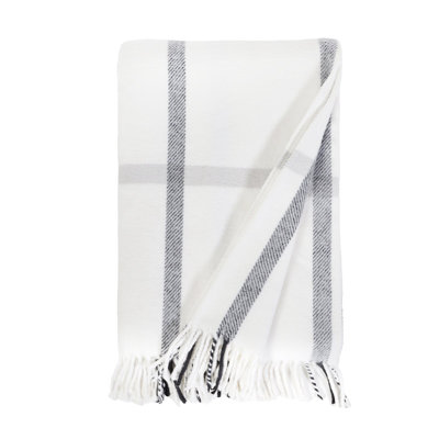 Jeté en coton peigné Copenhagen gris blanc