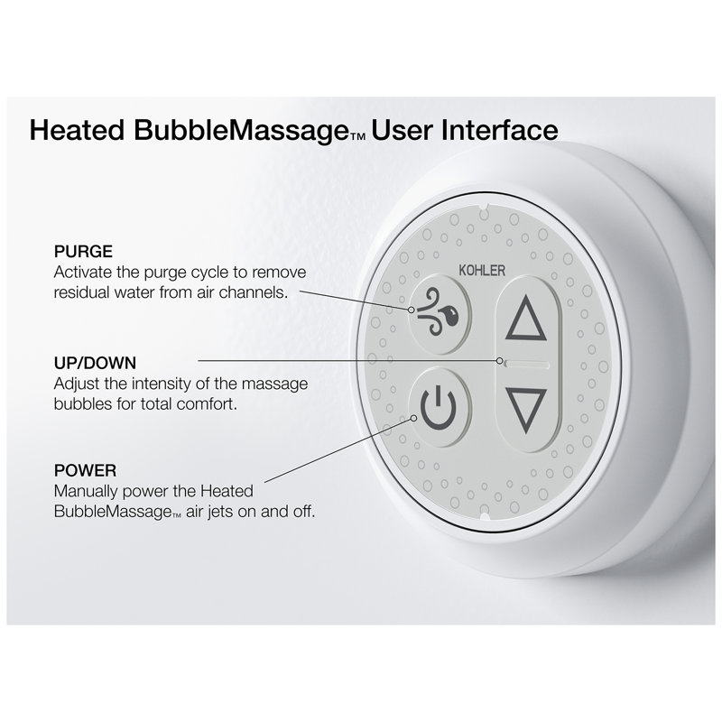 Underscore Oval 66" x 36" Heated Bubblemassage Air Bath with Center Drain, Thunder Gray