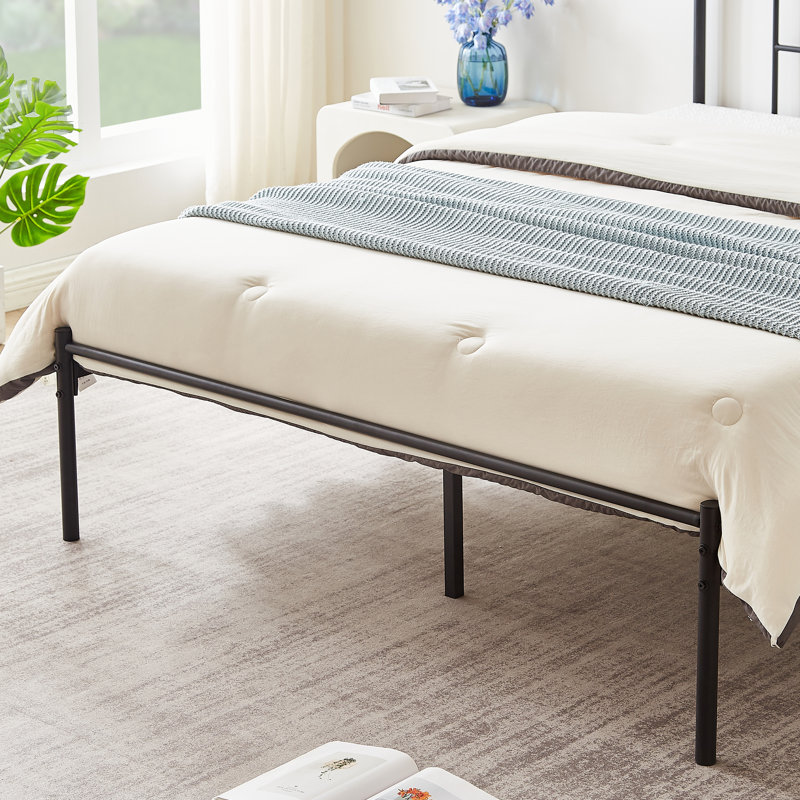 Ensemble de chambre configurable avec lit plateforme en fer, Grand, Brun