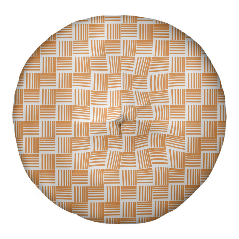 Coussin de sol classique à rayures Baskettressées, 26 po x 26 po, Orange/blanc