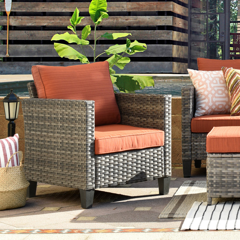 Chaise de patio avec coussins, Orange