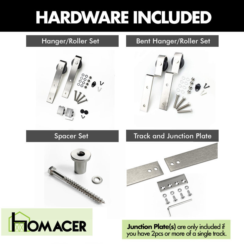 Brushed Nickel Classic Design Single Track Bypass Two Door Hardware Kit( Door Not Included), 72 in