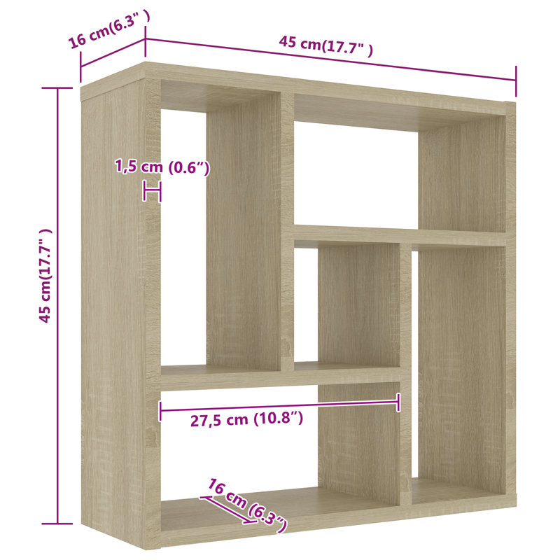 Wall Shelf 45.1x16x45.1 cm Engineered Wood, Sonoma Oak