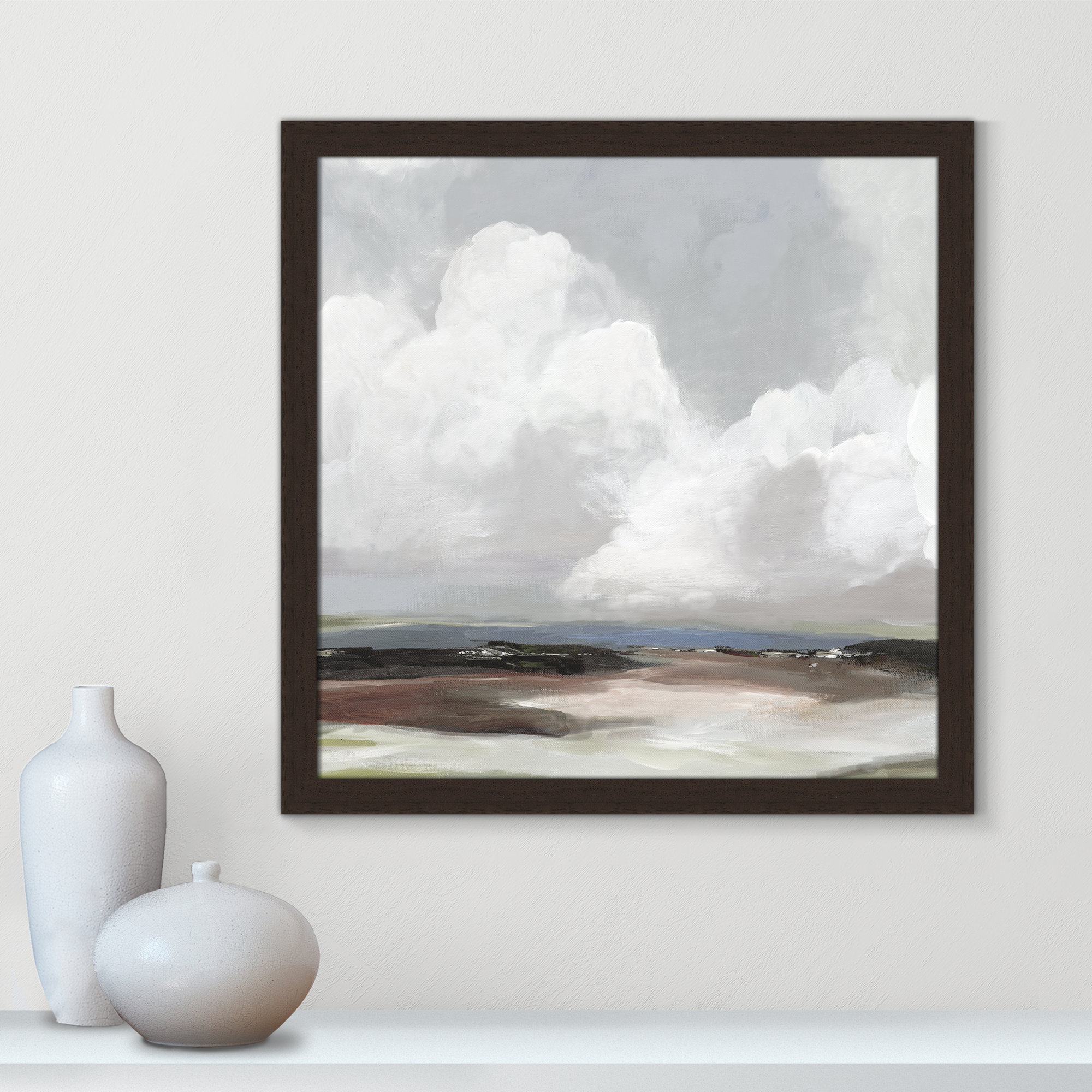 Morning Air - Picture Frame Painting Print, 24.5" H x 24.5" W x 1.12" D, Walnut Framed