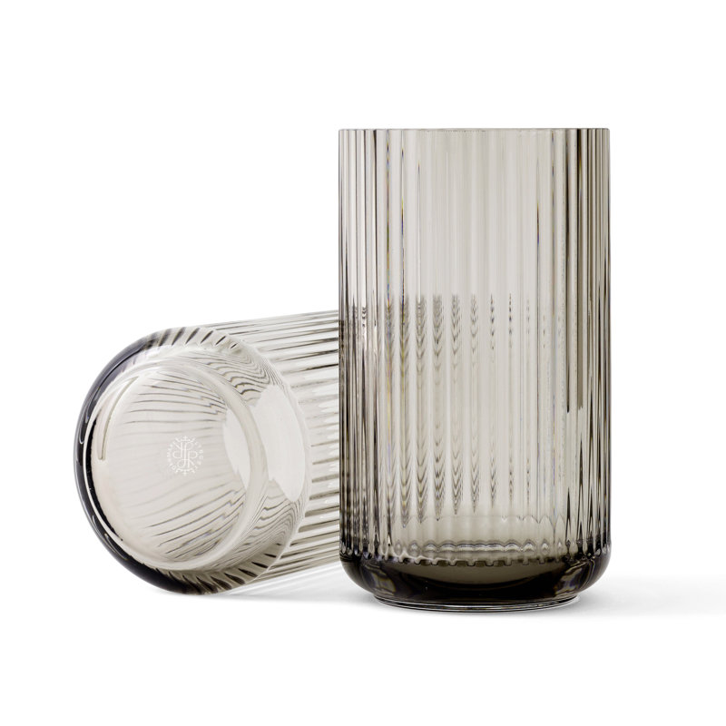 Handmade Glass Table Vase, Smoke, 15" H x 8.3" W x 8.3" D