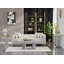 Table basse en marbre de 46,85 po pour le salon Table d'appoint moderne en faux marbre blanc avec structure en acier inoxydable à double colonne, élégante table d'appoint rectangulaire pour le bureau à domicile-1131836120