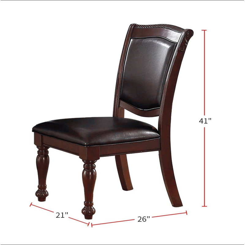 Magnifique ensemble formel de 2 chaises d'appoint en bois d'hévéa brun rembourré de similicuir