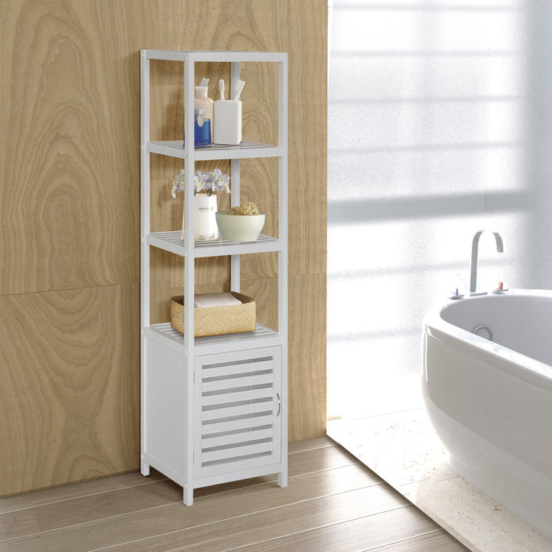 Spa Bamboo Linen Cabinet, White
