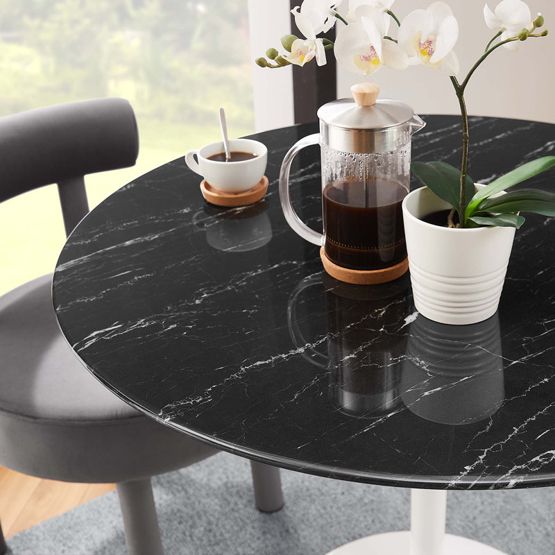 Table de bar Lippa, plateau rond en marbre artificiel, par Modway, Table standard (hauteur de 28,5 po), L 36 po x L 36 po