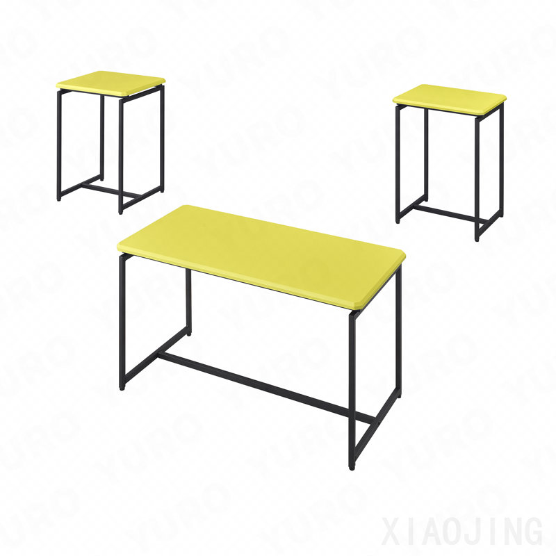 Ensemble de table basse et de table de bout en fibre de carbone 3 pièces jaune, Yellow