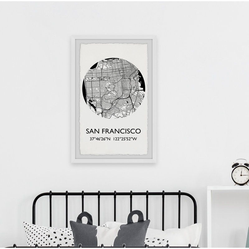 San Francisco, Californie, coordonnées par - cadre photo, impression, H 24 po x l 16 po x P 1,5 po