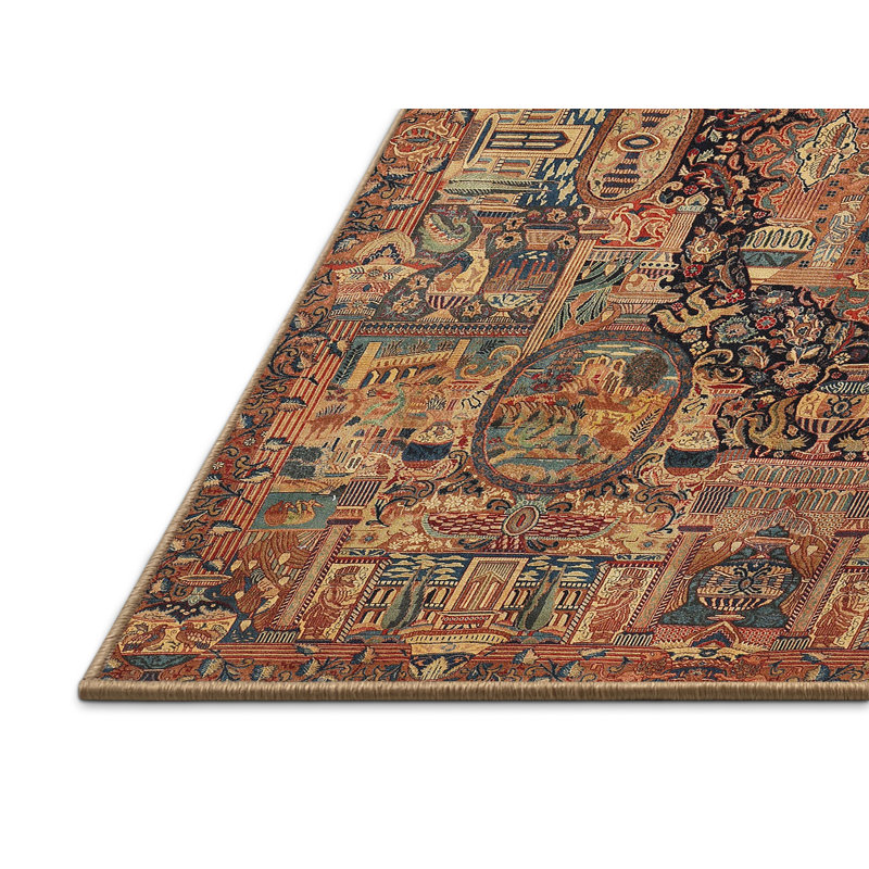 Tapis traditionnel brun / bleu, Rectangle 2 pi x 3 pi