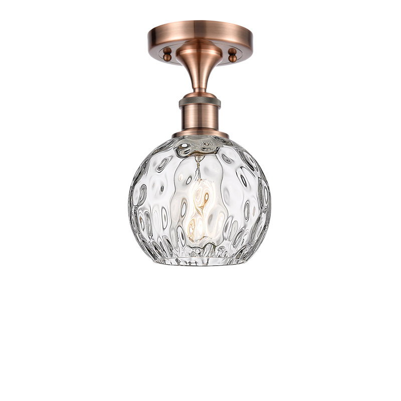 Plafonnier semi-encastré 1 lumière 8 po Cindi, Ampoule non incluse, H 11 po x l 6 po x P 6 po, Cuivre antique