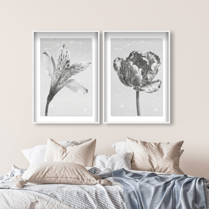 Peeking Flowers Set Set by Oliver Gal, 46.5" H x 31.5" W, White Shadowbox