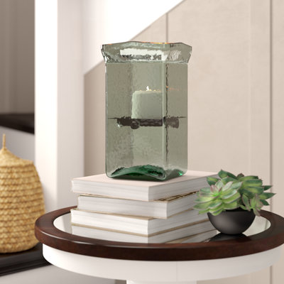  Elegant Small Glass Candle Hurricane, 11" H Decorative Accent