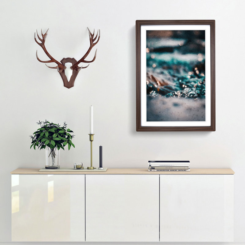 Splash of Water in Abstract - Picture Frame Graphic Art Print, 87cm H x 62cm W x 2cm D, Walnut Framed