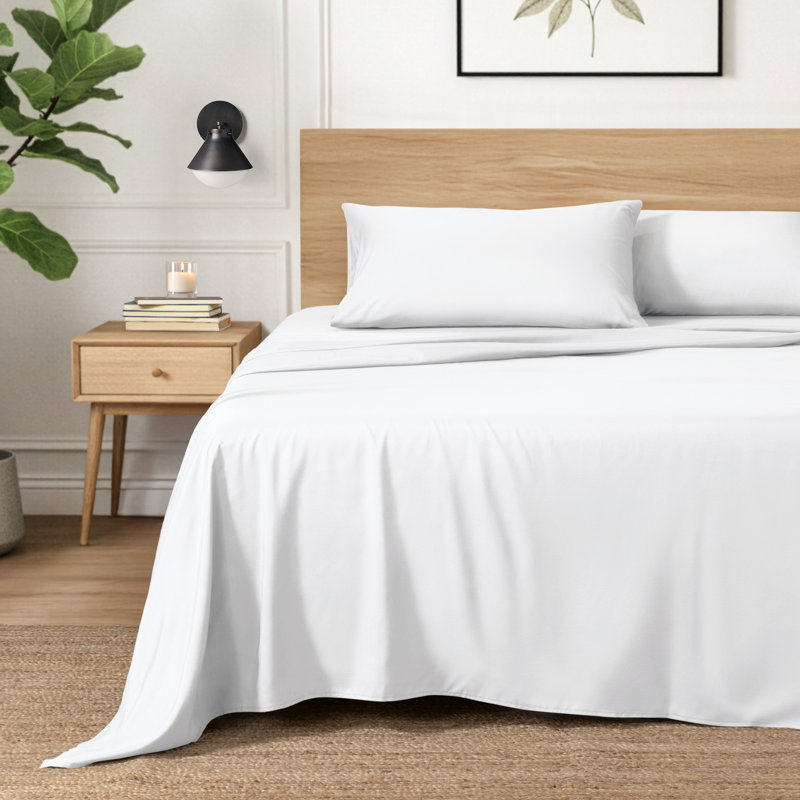 Microfiber Sheet Set, White, Twin Extra Long Sheet Set with 1 Pillowcase