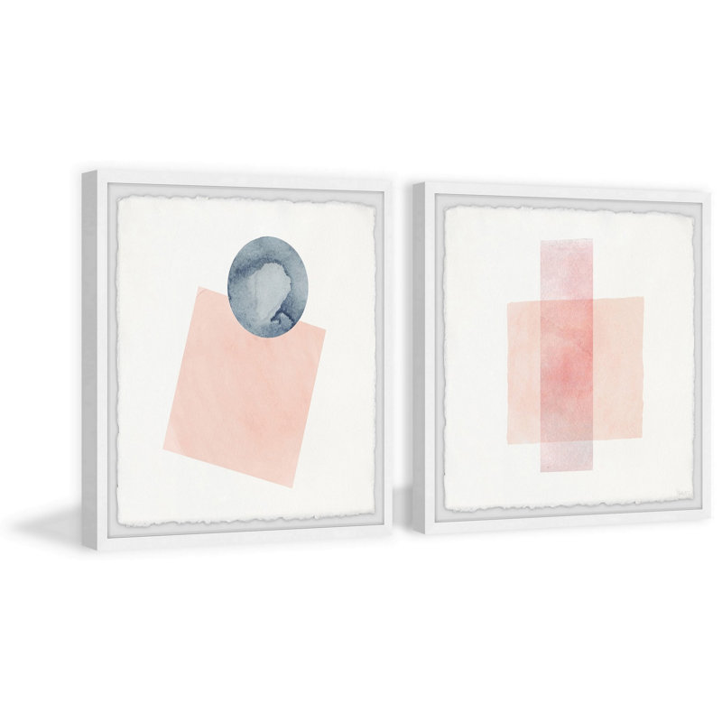 32" x 32" Abstract Canvas Art in Soft Pink and Blue