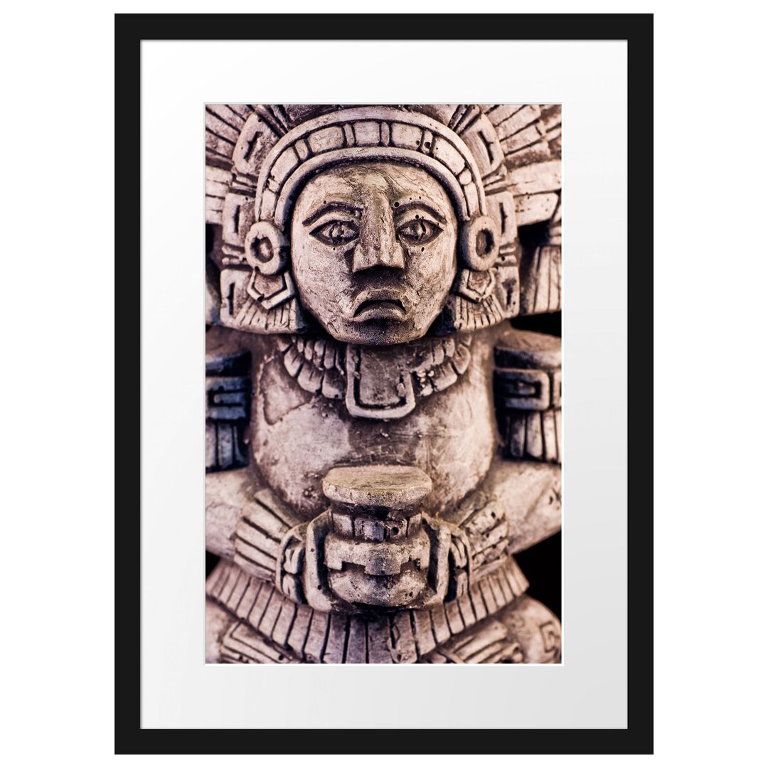 Gerahmtes Poster Kleine Maya Skulptur