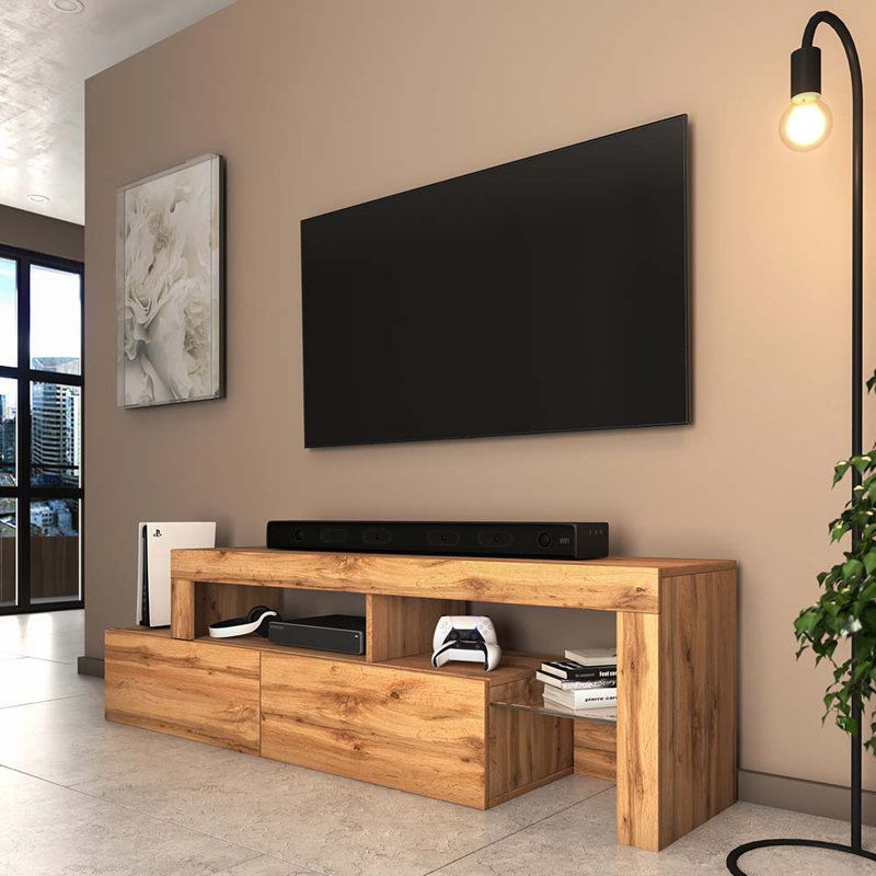Guernon Unfinished TV Stand for TVs up to 70", Oak