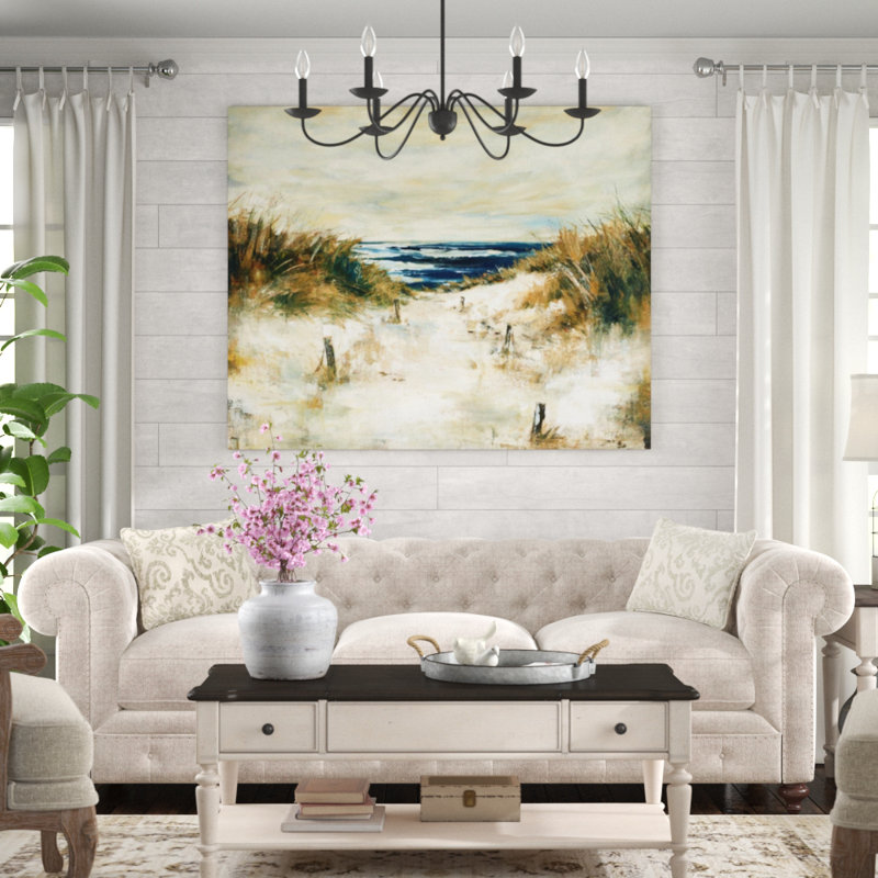 «Beachside» par Sydney Edmunds - Peinture, Gel coupé au couteau, H 47 po x l 58 po
