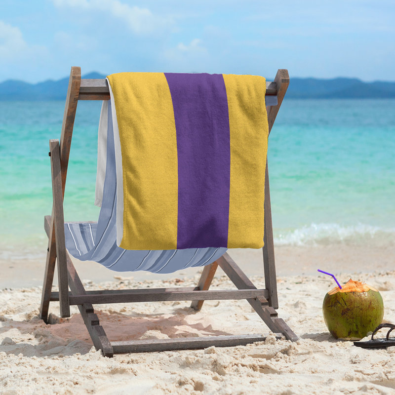 Cotton Blend Beach Towel, Gold/Purple
