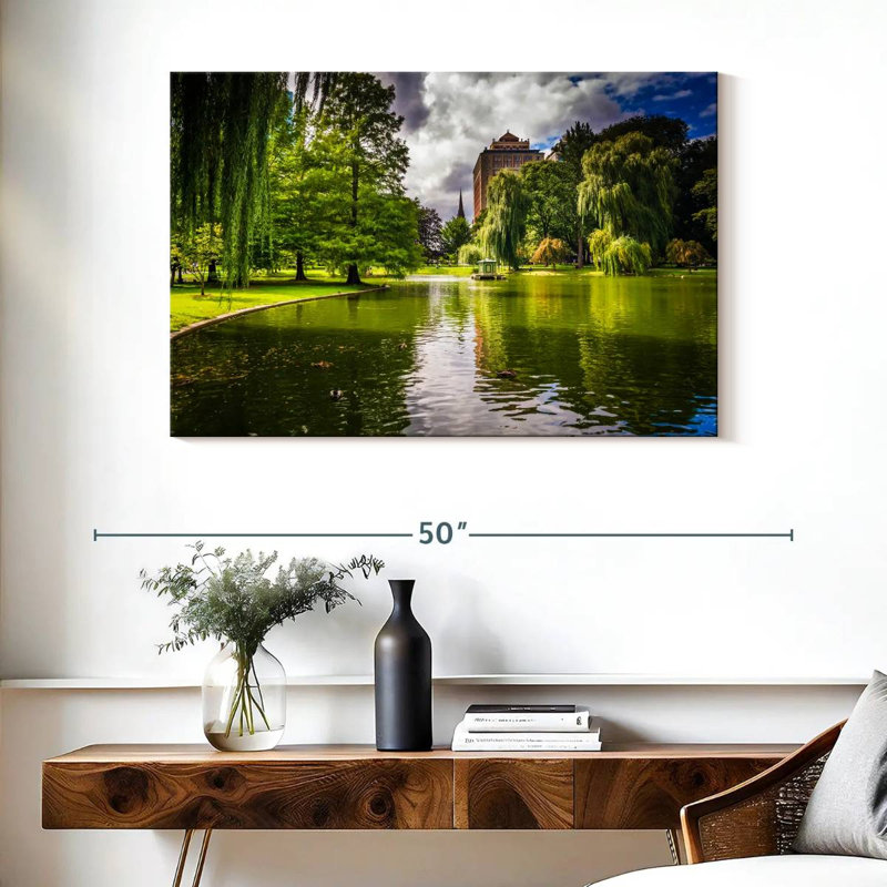 Harnek Weeping Willows By Pond, H 26 po x l 39 po