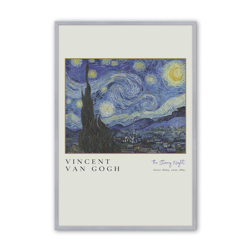 Impression de Van Gogh The Starry Night, Chrome poli, H 15,25 po x l 12,25 po, Reproduction encadrée sans passe-partout 2