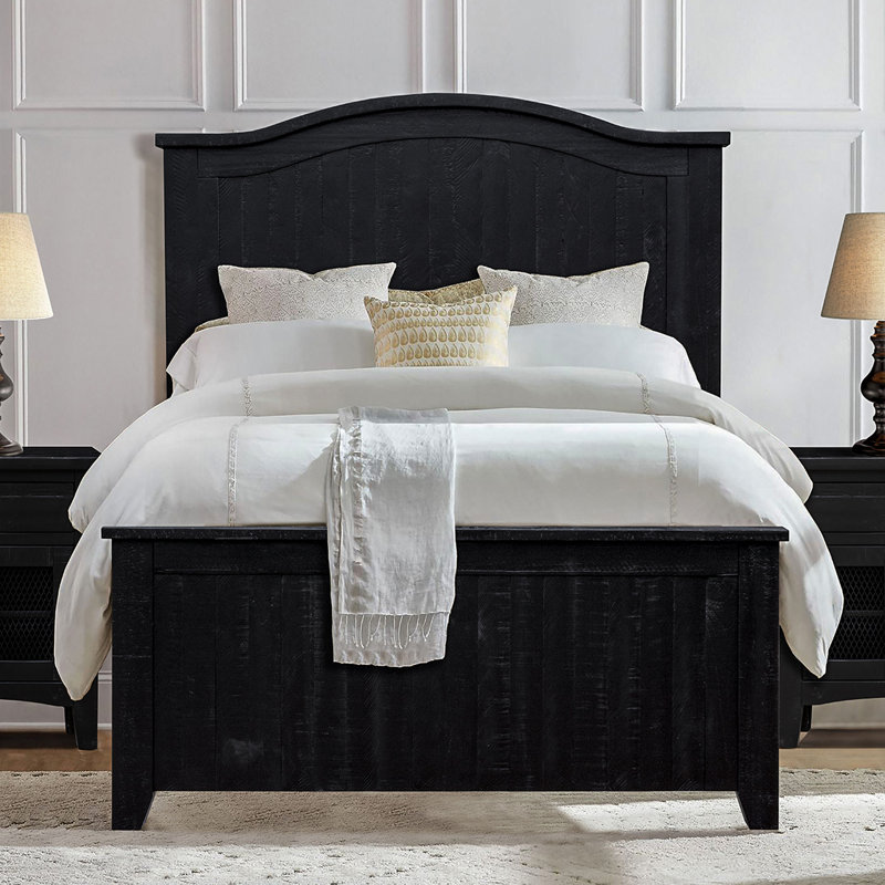 Natya Solid Wood Panel Bed, Black, Queen
