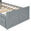 Lit simple en bois avec tête de lit avec prises de courant, lit extensible avec lit gigogne simple avec trois tiroirs de rangement, gris-145534599-145534596