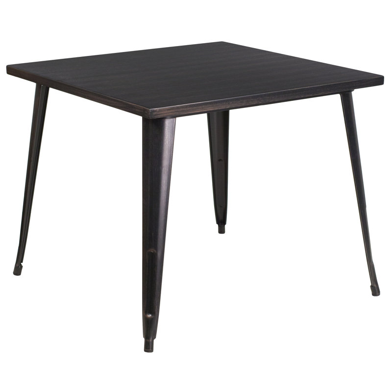 Table carrée intérieure / extérieure Angeleca, Noir / Doré antique, l 35,5 po x L 35,5 po x H 29,75 po