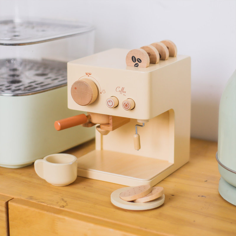 Ensemble de cuisine jouet en bois avec cafetière (10 pièces)
